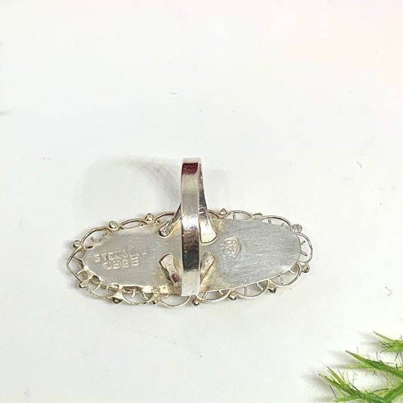 VINTAGE⚜️STERLING SILVER Filigree Abalone Ring - Picture 7 of 10